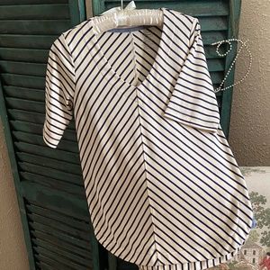 NWT L.L.Bean Pima Cotton Tunic, XS, Cream/Navy